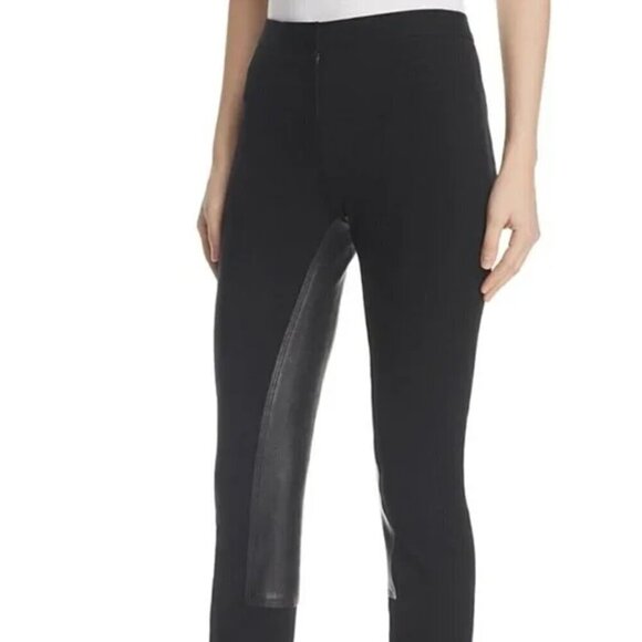 Theory Fixture Ponte Leather Trim Ankle Zip Riding Pants 6 - Picture 1 of 11